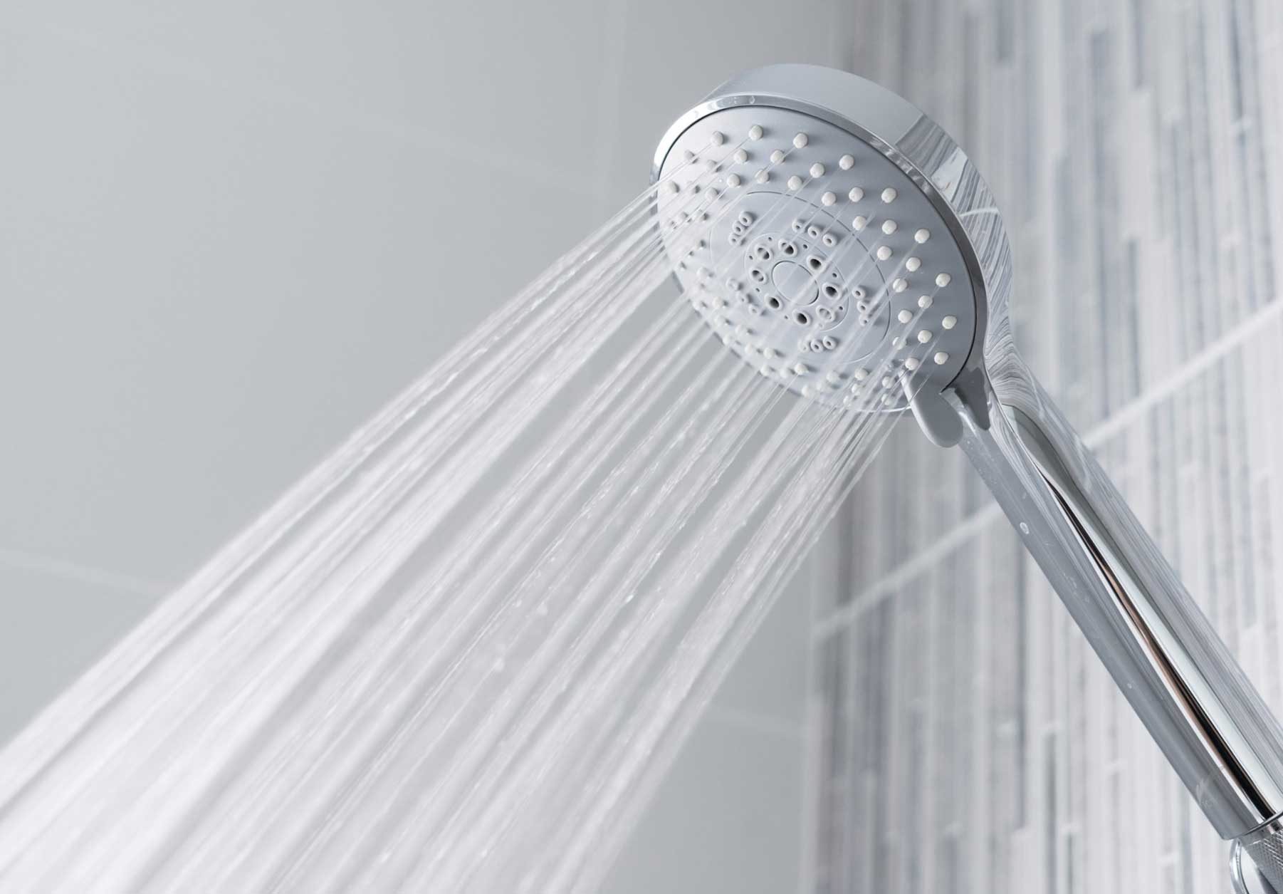 Water running from a shower head